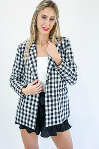 The Editor Gingham Blazer In Black