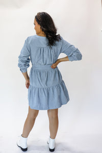 Chilly Days Shift Dress In Dusty Blue