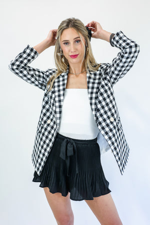 The Editor Gingham Blazer In Black