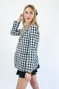 The Editor Gingham Blazer In Black