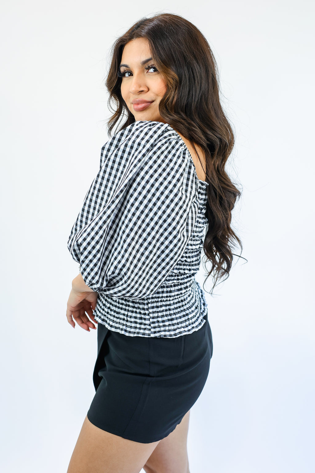 Always In Season Gingham Top In Black