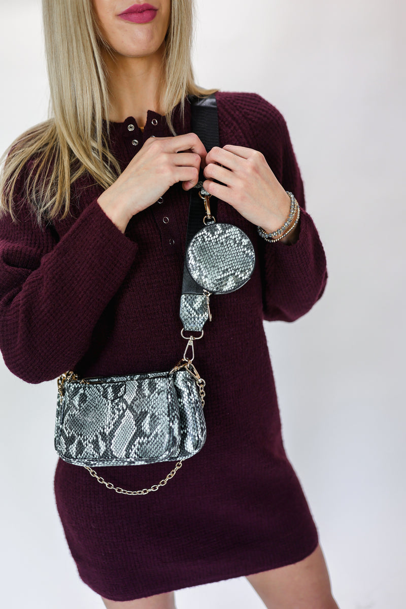 Big Expectations 2 In 1 Snake Print Crossbody