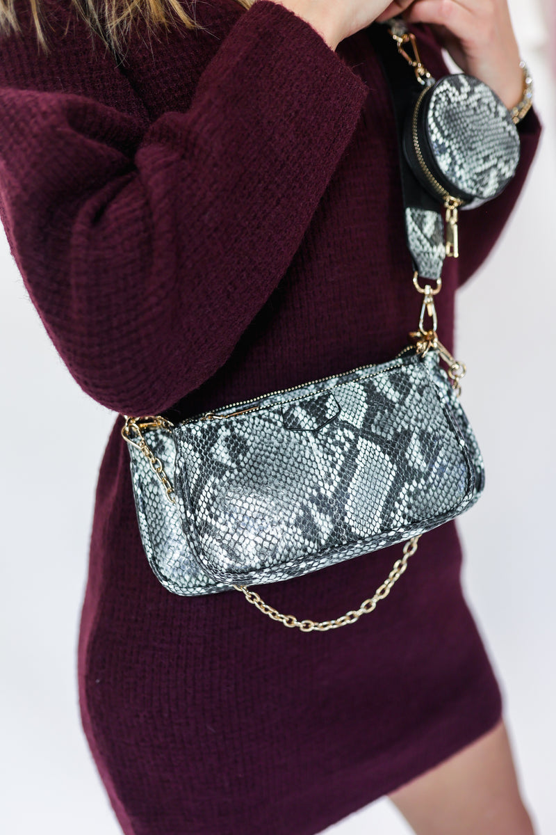 Big Expectations 2 In 1 Snake Print Crossbody