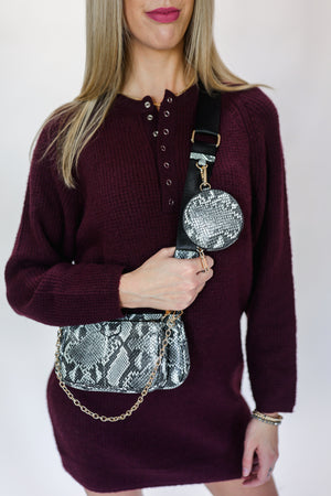 Big Expectations 2 In 1 Snake Print Crossbody