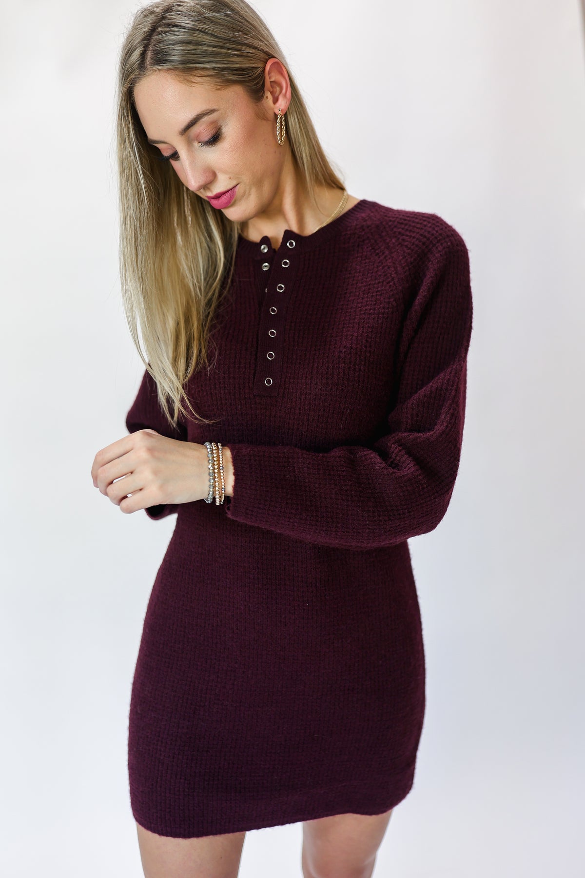 Cozy Lifestyle Waffle Knit Dress