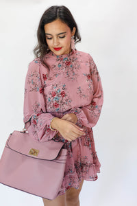 Love And Lucky Floral Dress In Dusty Rose