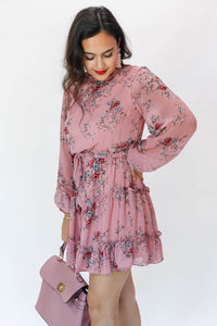 Love And Lucky Floral Dress In Dusty Rose