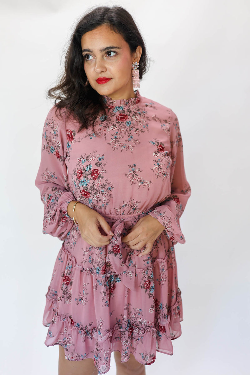 Love And Lucky Floral Dress In Dusty Rose