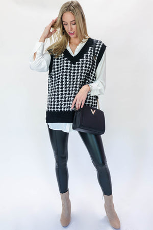 Style Code Houndstooth Vest In Black