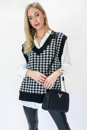 Style Code Houndstooth Vest In Black