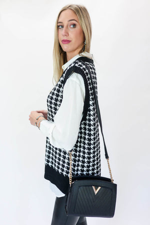 Style Code Houndstooth Vest In Black