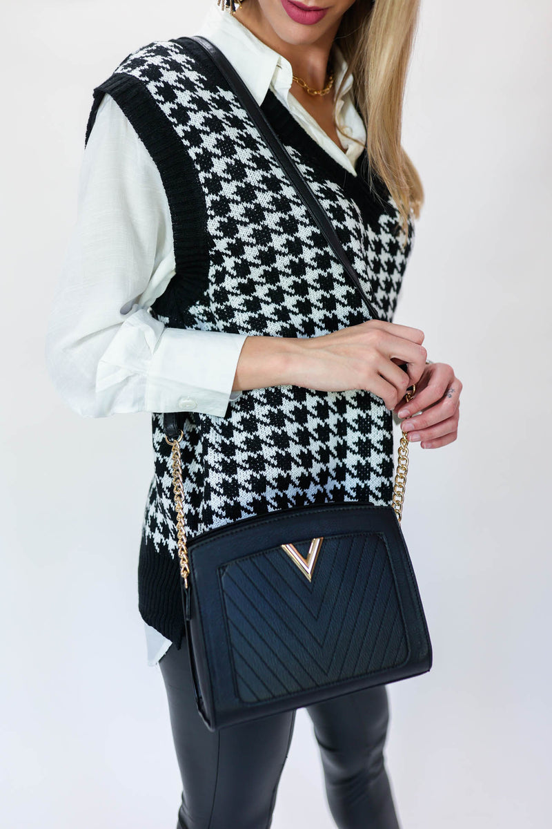 Style Code Houndstooth Vest In Black