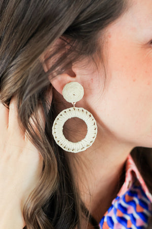 Beachside Raffia Earrings In Natural