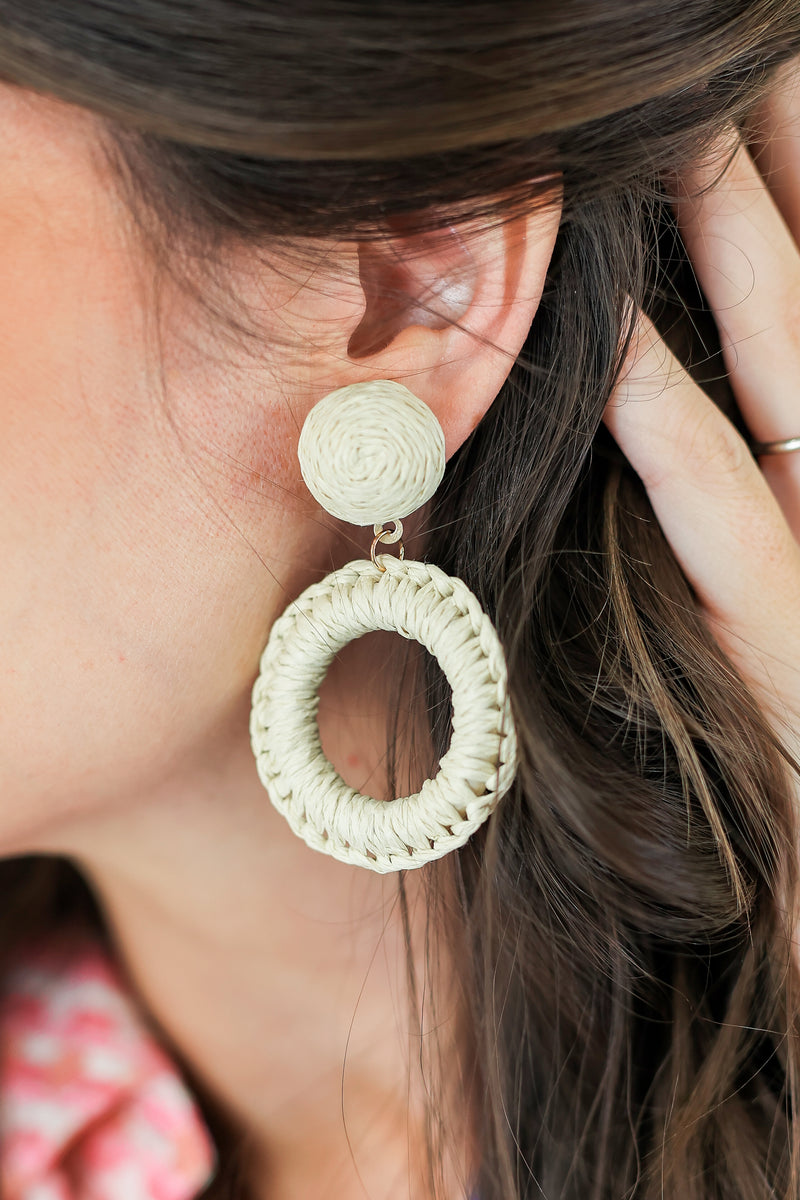 Beachside Raffia Earrings In Natural