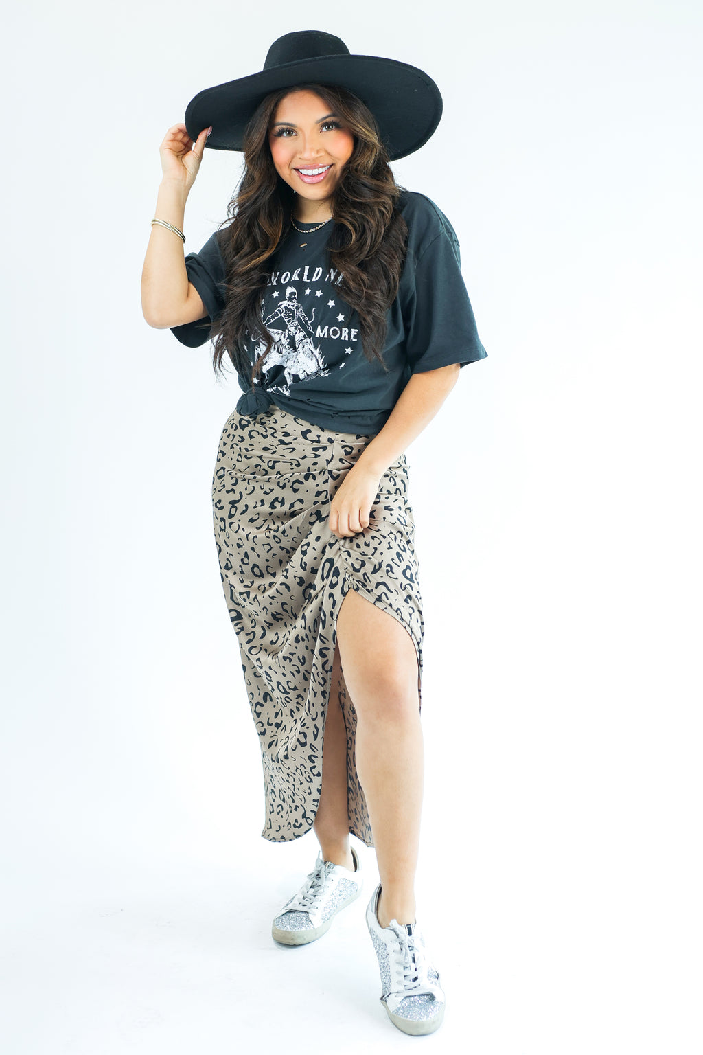 Elevated Greatness Leopard Draped Skirt