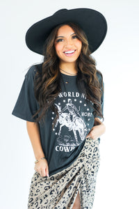 The World Needs More Cowboys Tee In Black