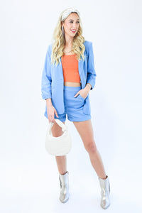 Divinely Sweet Blazer In Dusty Blue