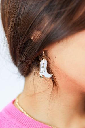 Groovy Tunes Boot Earrings In White