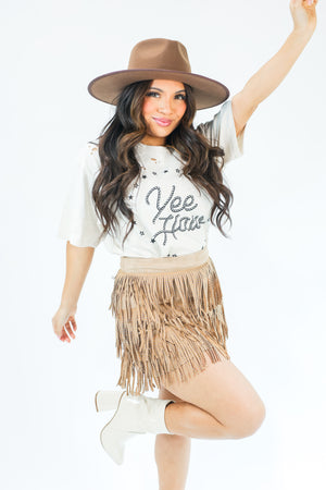 Yee Haw Tee In Light Khaki