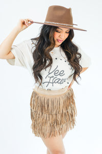 Yee Haw Tee In Light Khaki