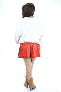 Must Be Love Shorts In Metallic Red