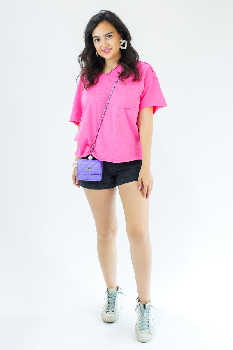 Living Bright Tee In Hot Pink