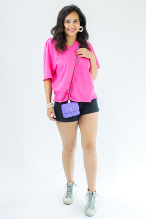 Living Bright Tee In Hot Pink