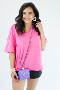 Living Bright Tee In Hot Pink