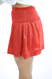 Must Be Love Shorts In Metallic Red