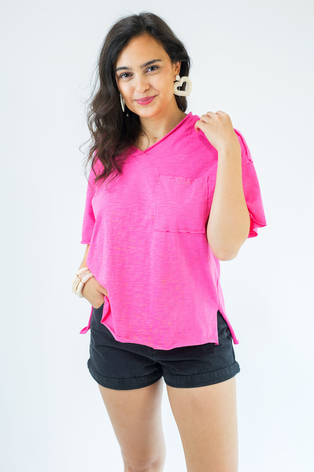 Living Bright Tee In Hot Pink