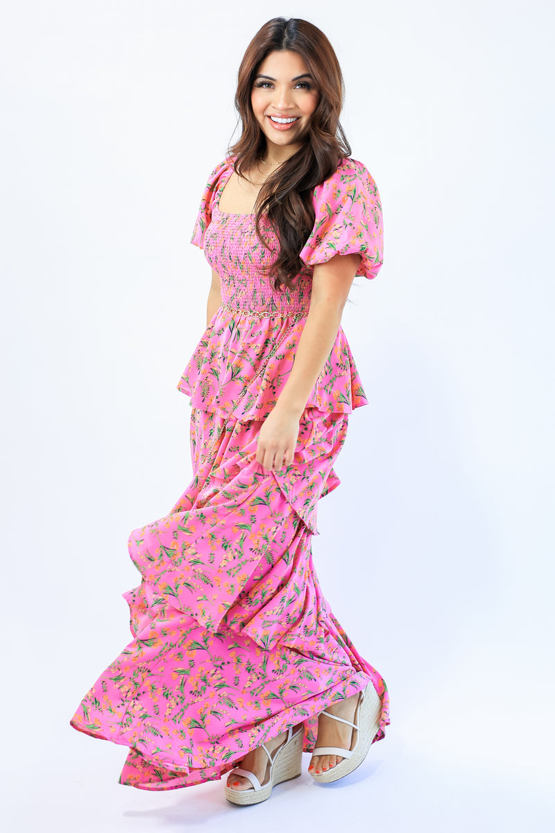 Brunchin' Babe Floral Tiered Maxi Dress