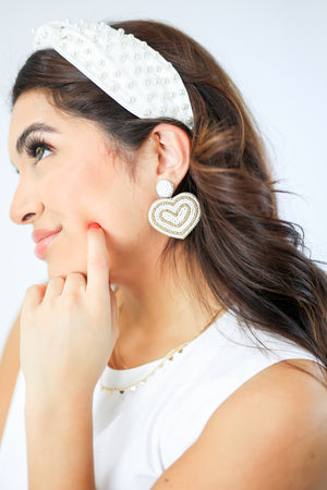 Heart Throb Earrings In White