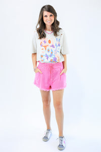 The Molly Denim Shorts In Hot Pink