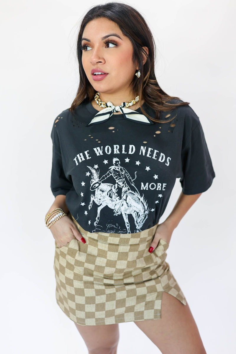 The World Needs More Cowboys Tee In Black