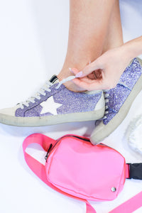 The Paula Sneaker in Purple Sparkle