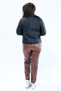 Fit For The Occasion Faux Leather Jacket In Black