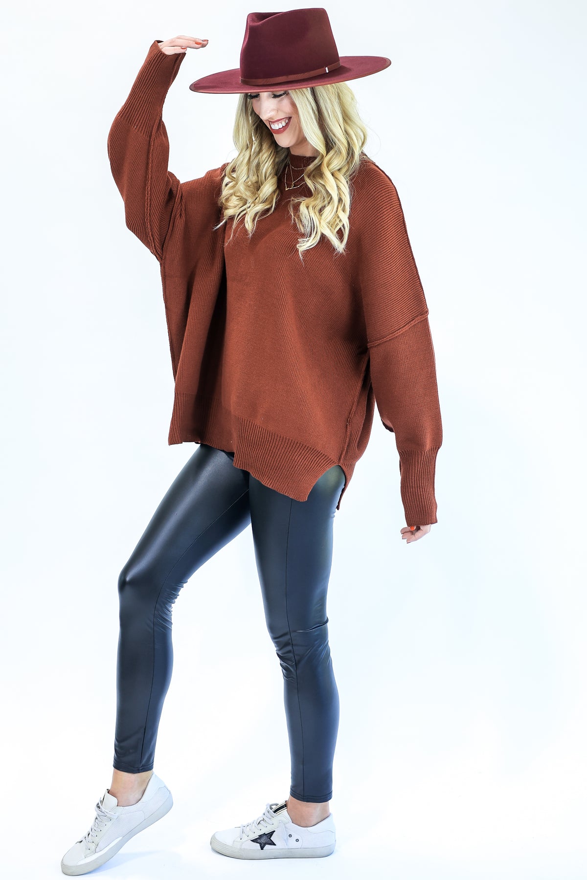 Comfy Magic Oversized Sweater In Rust