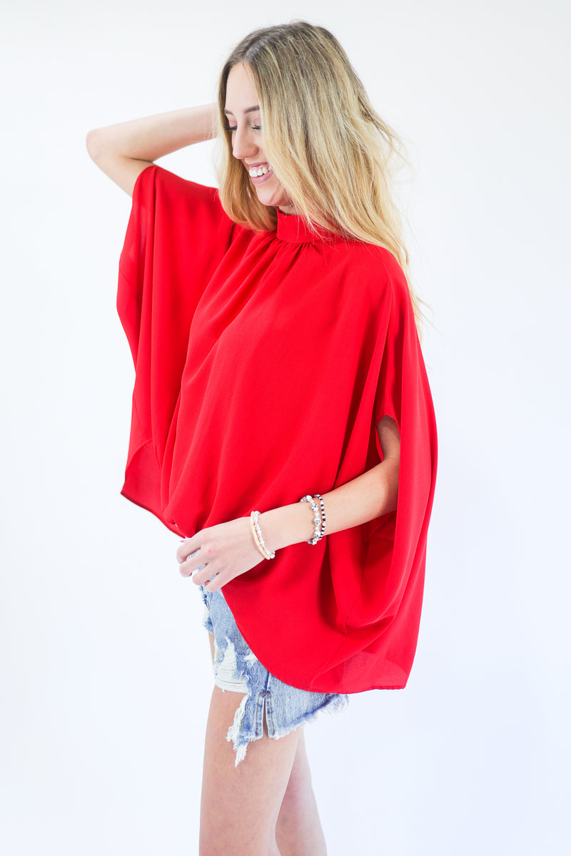 Top Notch Shift Top In True Red