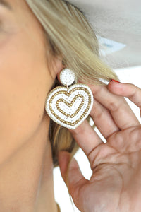 Heart Throb Earrings In White