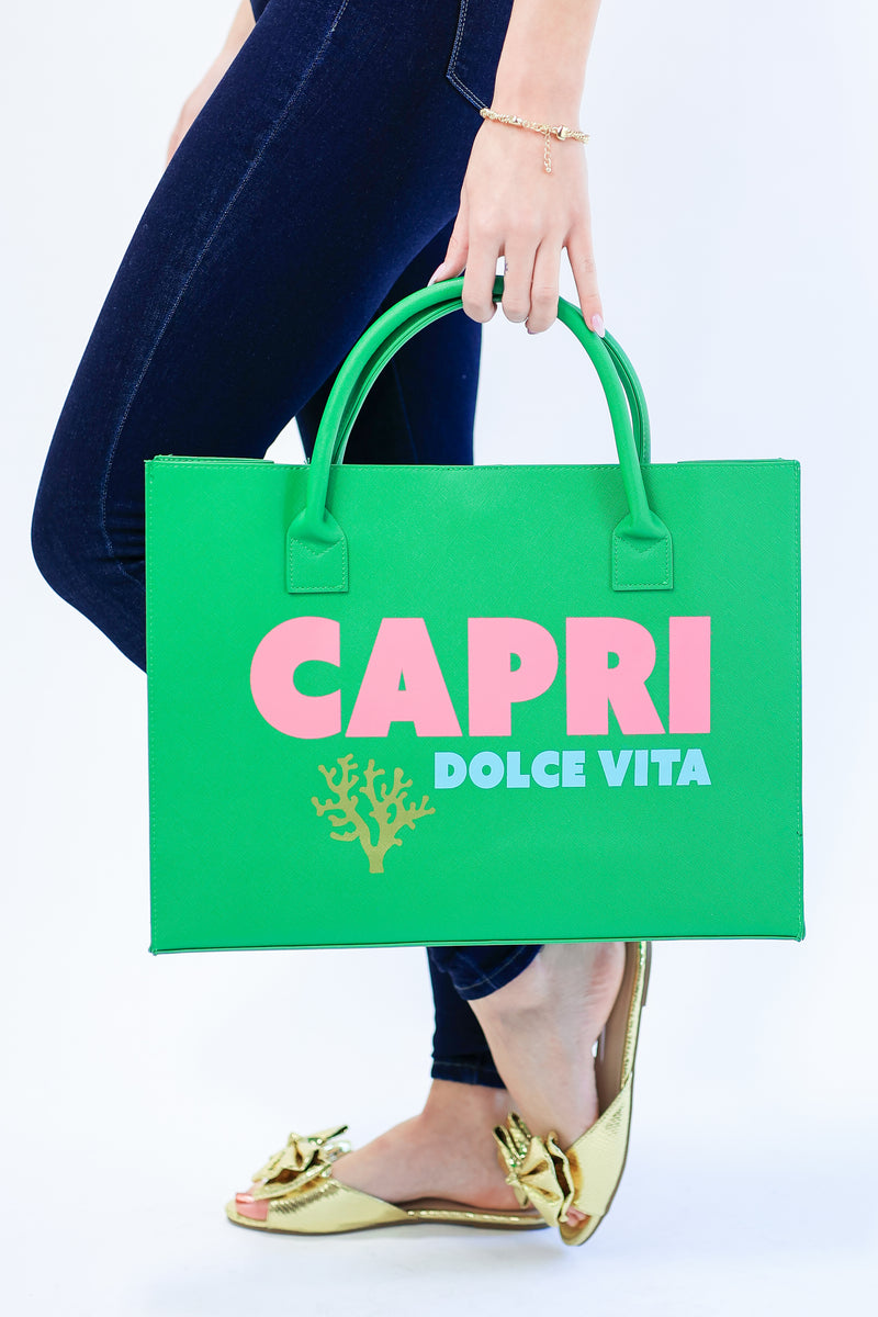 Capri Dolce Vita Tote In Kiwi