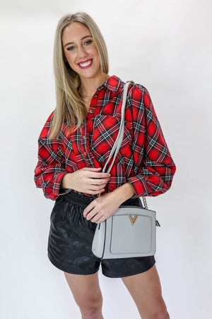 Motivated With Plans Plaid Top In Red