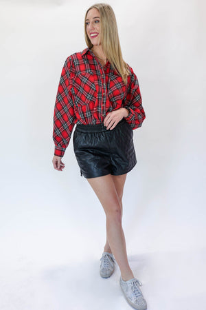 Motivated With Plans Plaid Top In Red