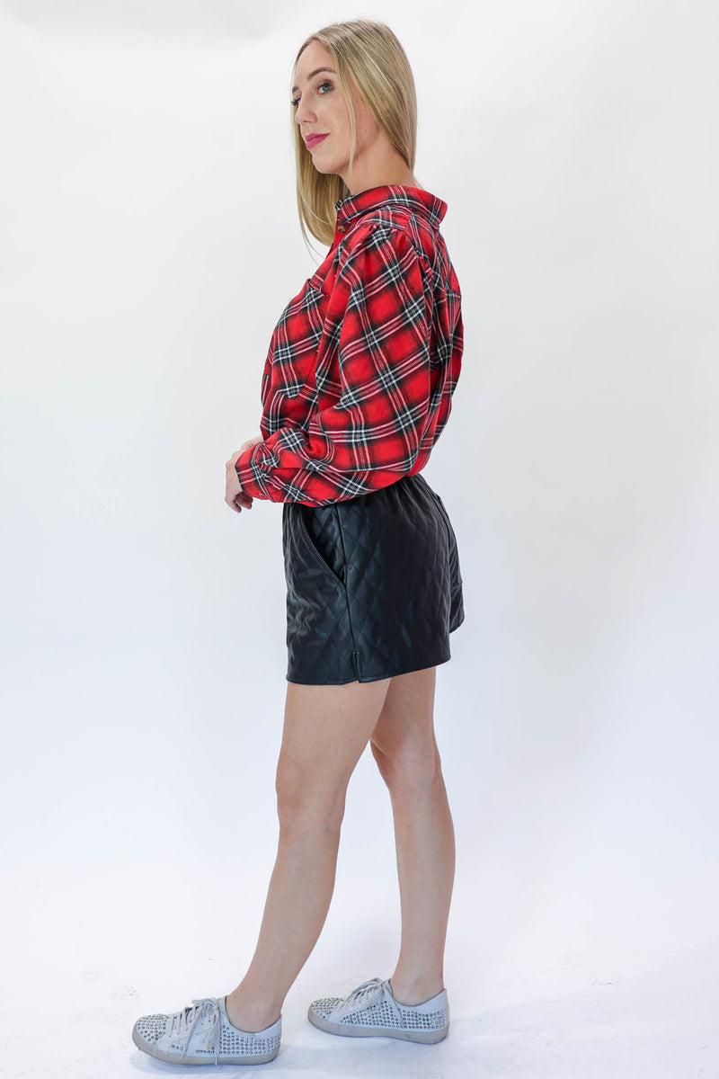 Motivated With Plans Plaid Top In Red