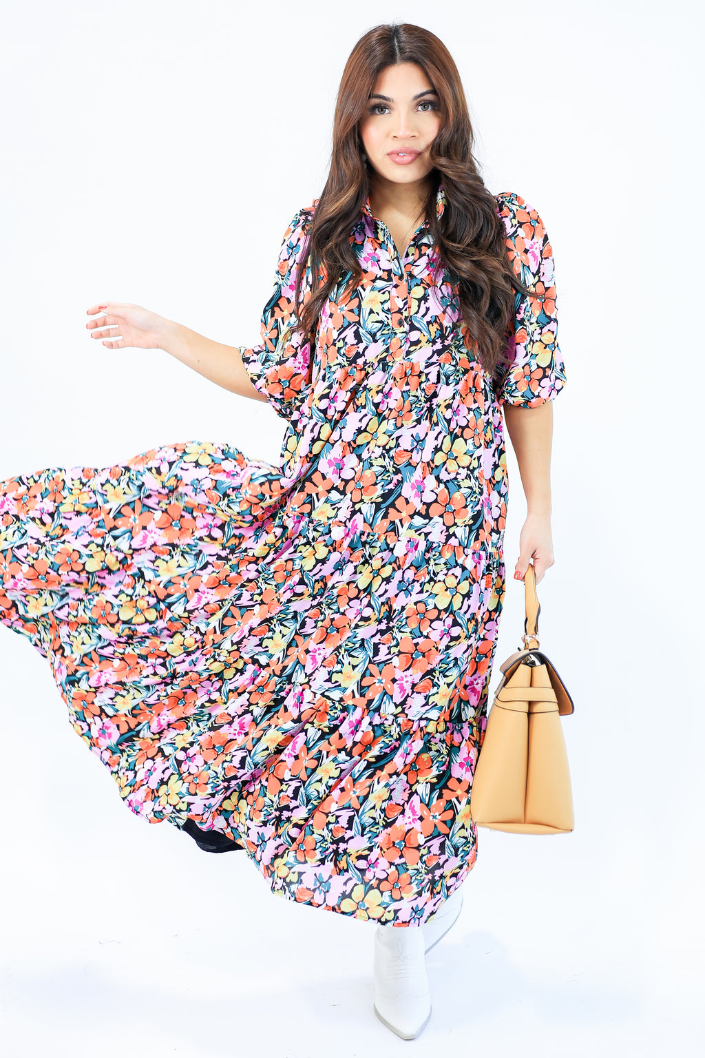 Floral Mentality Midi Dress In Violet