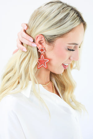 Beach Walking Earrings In Red