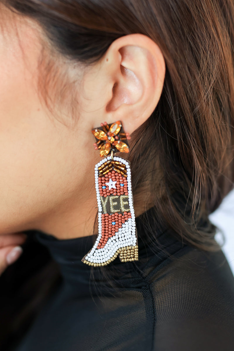 Yee Haw Boot Earrings In Brown