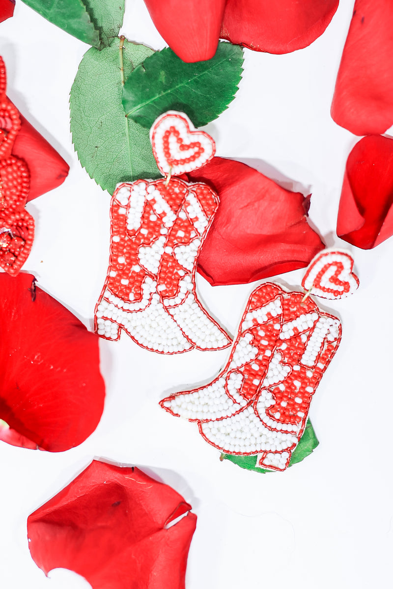 Sweetheart Boot Earrings In Red