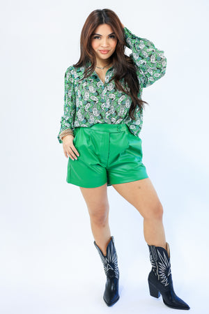 Rodeo Queen Paisley Top In Green