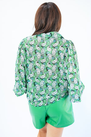 Rodeo Queen Paisley Top In Green