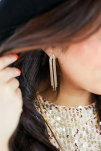 Concert Ready Metal Fringe Earrings In Gold